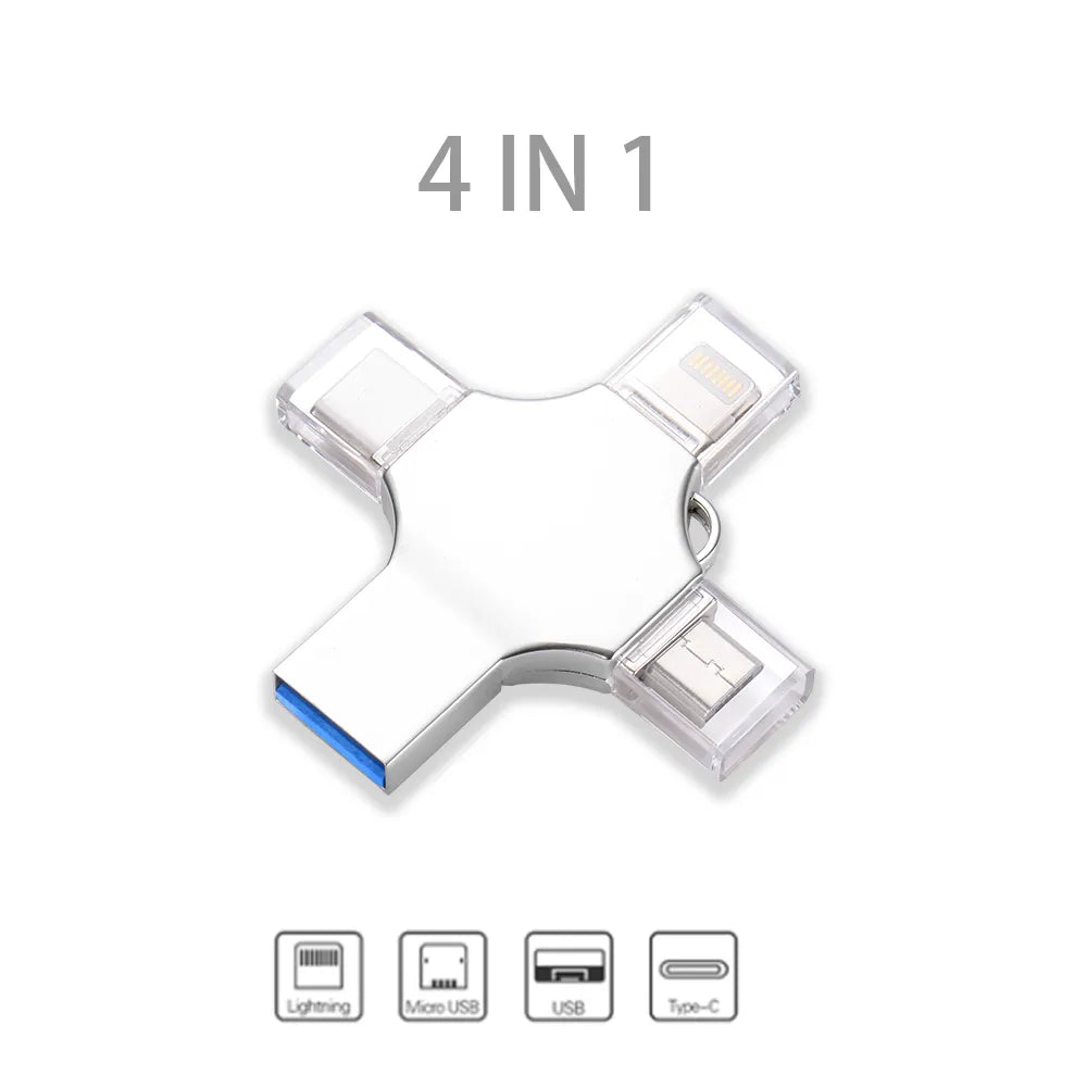 Universal mini High Speed Speicher 4 in 1 (iPhone/Android/Type-C/USB)