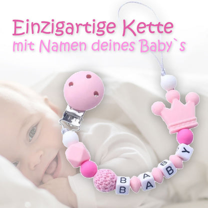 Baby Namenskette mit Schnullerhalter personalisiert